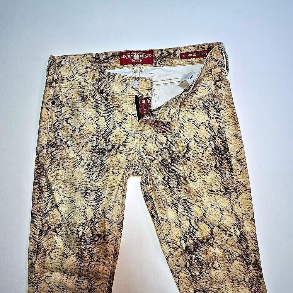 Lucky Brand Charlie Skinny Snake Print Jeans 2/26 - Picture 5 of 8